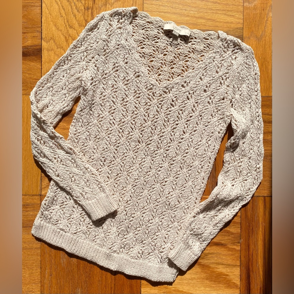 Loft Cream Crochet Sweater Size XXSP